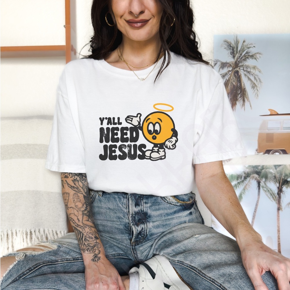 🚨SALE🚨Comfort Colors Y’all Need Jesus Retro Graphic Tee